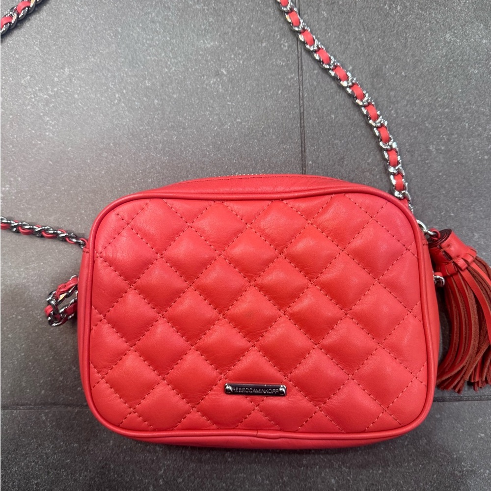Salmon Quilted Crossbody Bag